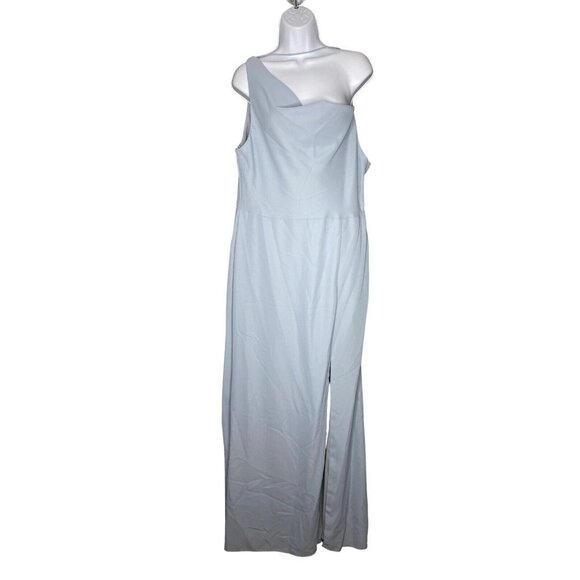 AFTER SIX One-shoulder Draped Cowl-neck Maxi Dress In Mist Size 0R - Picture 2 of 9